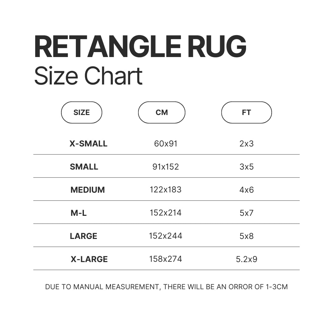 Retangle Rug Size Chart - Undertale Merchandise